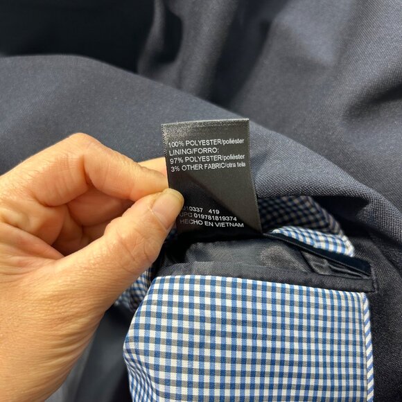 Haggar In Motion Tailored Fit Navy Blazer Mens Size 52L Polyester Blend - Picture 9 of 11